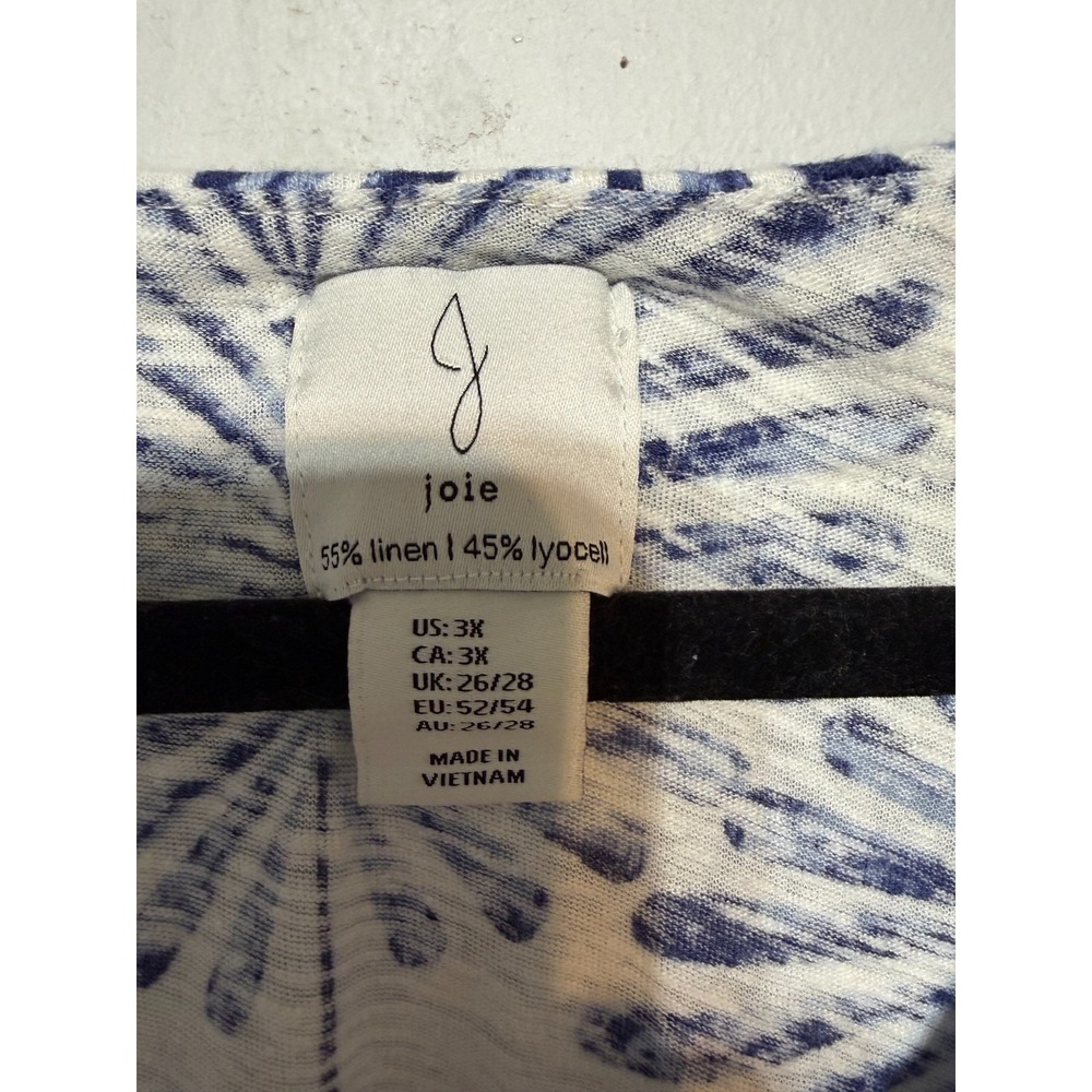 Joie Euro Summer Linen Blend Top Womens Size 3X Scandinavian Yacht Club Tropical - Picture 2 of 6